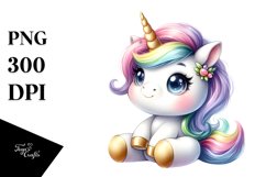 Pastel Baby Unicorn | Sublimation | Clipart Product Image 1