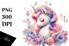 Colorful Baby Unicorn with Court Background, Transparent PNG Product Image 3