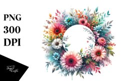Colorful Gerbera Frame, Watercolor Clipart Product Image 3