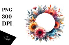 Colorful Gerbera Frame, Watercolor Clipart Product Image 3