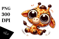 Ridiculously Cute Giraffe in Mid-Air PNG Product Image 1