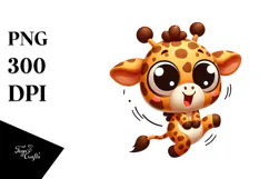 Ridiculously Cute Giraffe in Mid-Air PNG Product Image 1