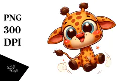 Ridiculously Cute Giraffe in Mid-Air PNG Product Image 1