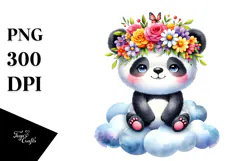 Cartoon-Style Watercolor Panda PNG Product Image 1