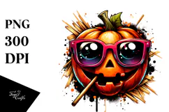 Funny Pumpkin with Sunglasses PNG Product Image 1