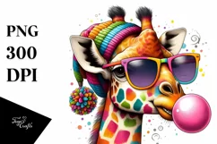 Quirky Giraffe Portrait with Sunglasses | Clipart Product Image 3