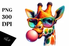 Quirky Giraffe Portrait with Sunglasses | Clipart Product Image 1