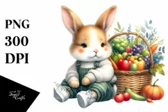 Colorful Baby Bunny with Vegetables Basket | Clipart Product Image 3
