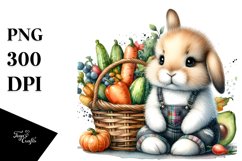 Colorful Baby Bunny with Vegetables Basket | Clipart Product Image 1
