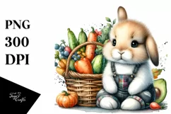 Colorful Baby Bunny with Vegetables Basket | Clipart Product Image 1