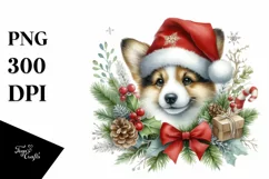 Simple Watercolor Christmass Dog PNG Product Image 1