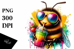 Colorful Bee with Colorful Drink | Clipart Product Image 3