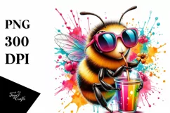 Colorful Bee with Colorful Drink | Clipart Product Image 1