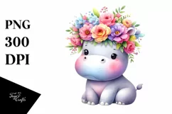 Cartoon-Style Hippo Flower Crown | Sublimation | Clipart Product Image 3