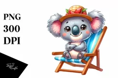 Koala Big Eyes Beach Chair Funny | Sublimation | Clipart Product Image 1