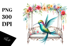 Colorful Whimsical Hummingbird on Swing Chair Product Image 1