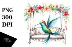 Colorful Whimsical Hummingbird on Swing Chair Product Image 1