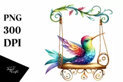 Colorful Whimsical Hummingbird on Swing Chair Product Image 3