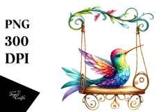Colorful Whimsical Hummingbird on Swing Chair Product Image 1
