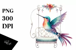 Colorful Whimsical Hummingbird on Swing Chair Product Image 1