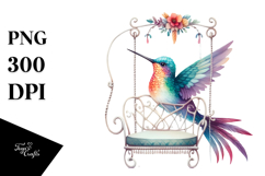 Colorful Whimsical Hummingbird on Swing Chair Product Image 1