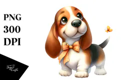 Cute Watercolor Basset Hound JPEG Product Image 1