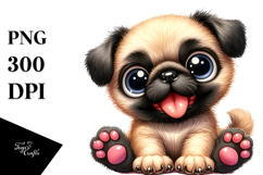 Happy Cartoon Pug Baby, Transparent PNG Product Image 1