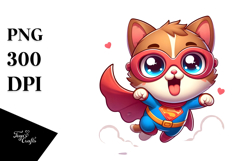 Goofy Kitten with Superhero Cape PNG Product Image 1