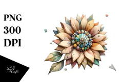 Wooden Stained Sunflower with Metalic Insertions PNG Product Image 1