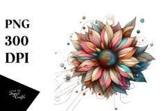 Wooden Stained Sunflower with Metalic Insertions PNG Product Image 1