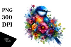 Artistic Watercolor Bird Flowers Product Image 1