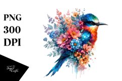 Artistic Watercolor Bird Flowers Product Image 1