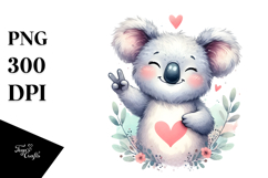Boho Cute Koala Love Sign PNG Product Image 1