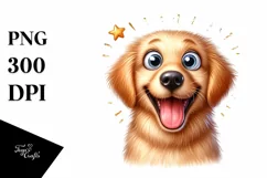 Crazy Looking Golden Retriever | Watercolor Clipart Product Image 3