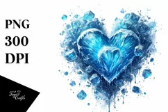 Blue Ice Heart, Digital Painting PNG Product Image 1