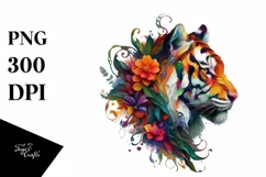 Abstract Vibrant Watercolor Tiger PNG Product Image 3