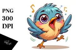 Cute Dancing Baby Wren with Big Eyes | Clipart Product Image 3
