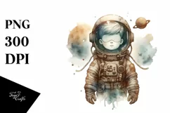 Vintage Astronaut Boy | Watercolor Clipart Product Image 1