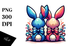 Colorful Stylized Sitting Bunnies PNG Product Image 1