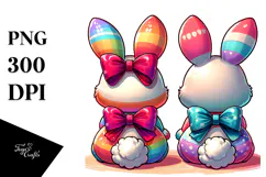 Colorful Stylized Sitting Bunnies PNG Product Image 1