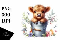 Cute Baby Highland Cow PNG Product Image 1