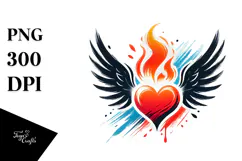 Heart with Wings Simple Paintbrush Style PNG Product Image 1