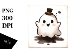 Funny Cute Ghost in Watercolor PNG Product Image 1