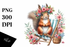 Watercolor Young Squirrel Wreath Beach Chair | Sticker | Product Image 3