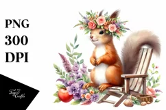 Watercolor Young Squirrel Wreath Beach Chair | Sticker | Product Image 3