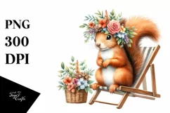Watercolor Young Squirrel Wreath Beach Chair | Sticker | Product Image 3