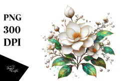 Gardenia with Metallic Insertions, PNG Product Image 1