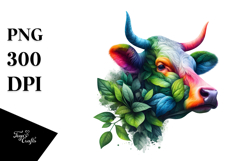 Abstract Vibrant Cow PNG Product Image 1