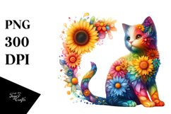 Abstract Kitten with Flower Body PNG Product Image 1