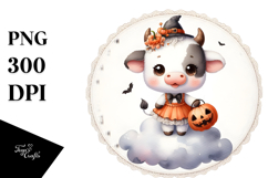 Cute Baby Cow Dressed for Halloween, Transparent PNG Product Image 1
